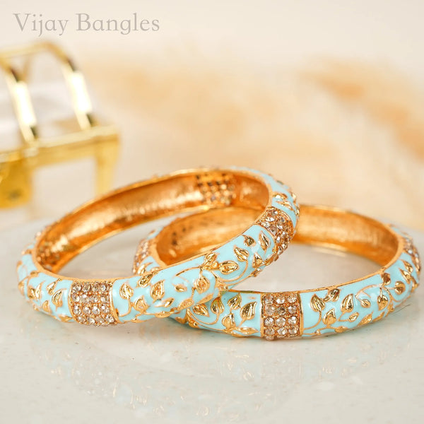 Pastel Blue Celeste Enamel Bangles