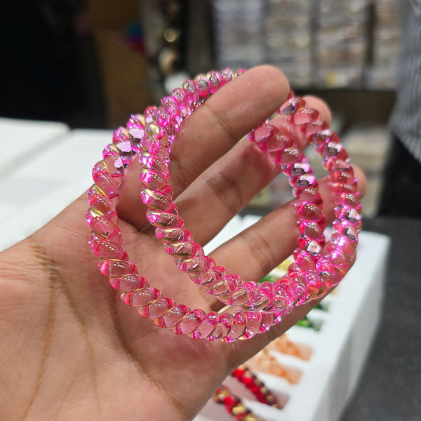 Spring Curved Crystal Glass Bangles
