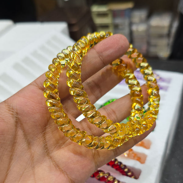 Spring Curved Crystal Glass Bangles