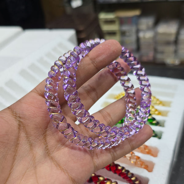 Spring Curved Crystal Glass Bangles