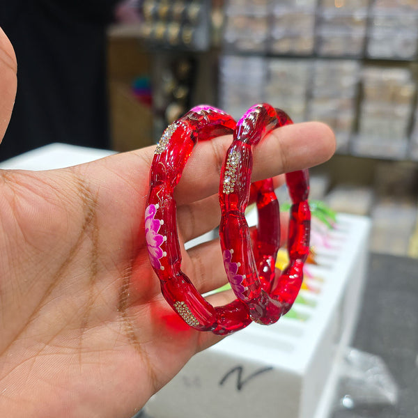 Lotus Crystal Glass Bangles