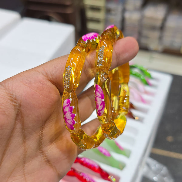 Lotus Crystal Glass Bangles