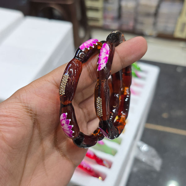 Lotus Crystal Glass Bangles