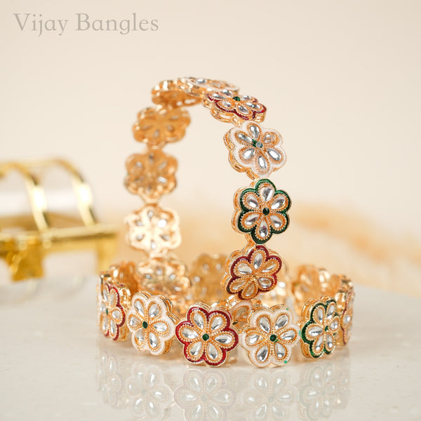 Phoolwari Meena Flower Bangles