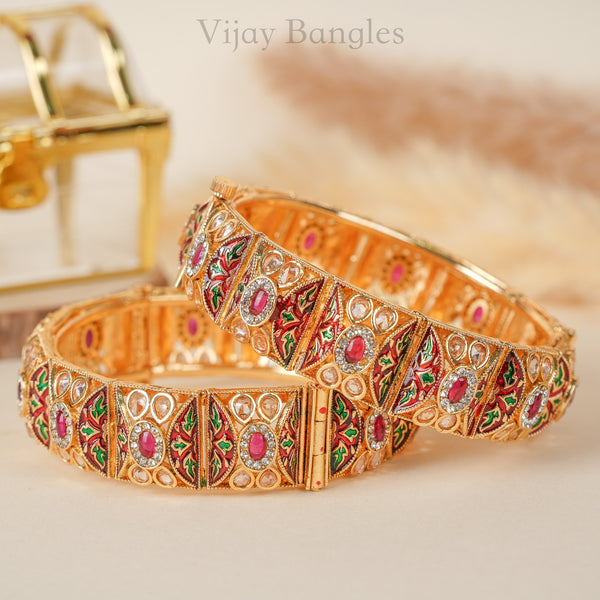 Jodha Copper Meenakari Bangles
