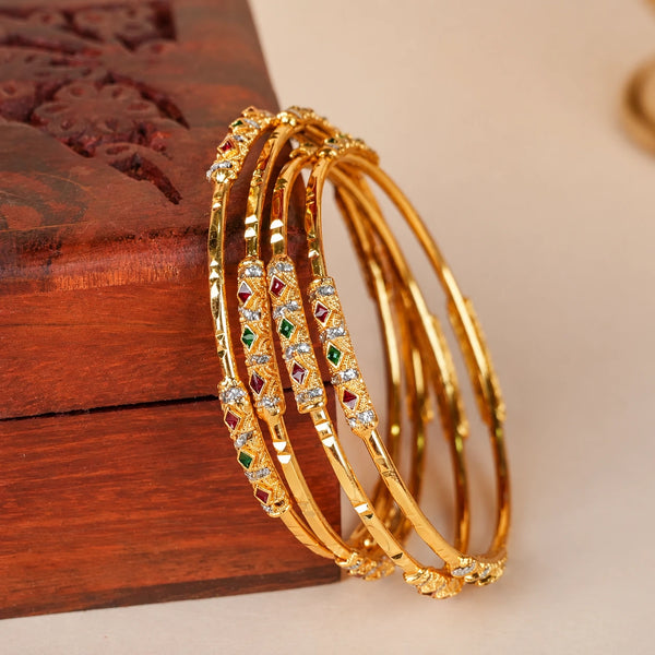 Golden Minimal Bangle set of 4 Bangles