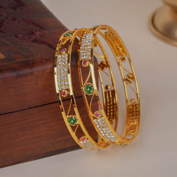 Alohaa Gold Plated CNC Bangles