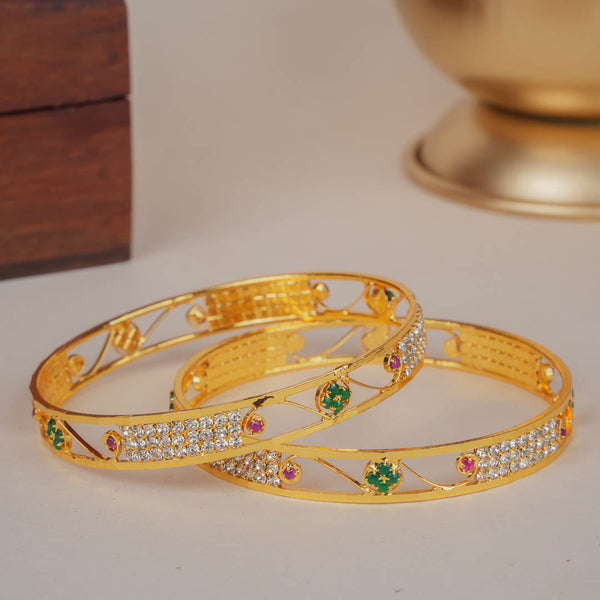 Alohaa Gold Plated CNC Bangles