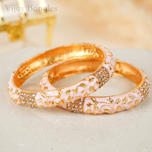 Pink Floral Celeste Enamel Bangles