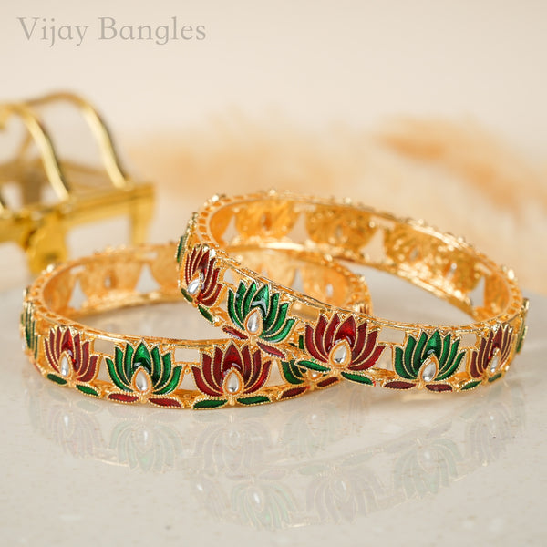 Lotus Meenakari Bangles