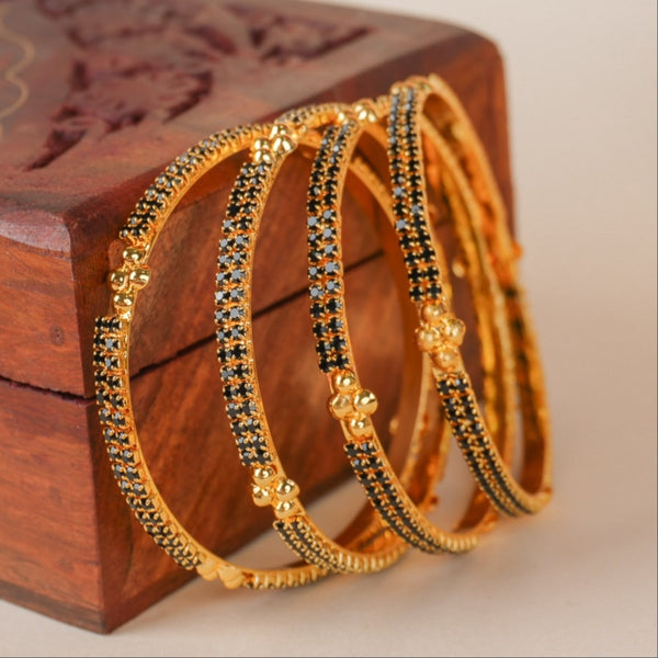 Aarohi Black Stone Gold Plated Bangle