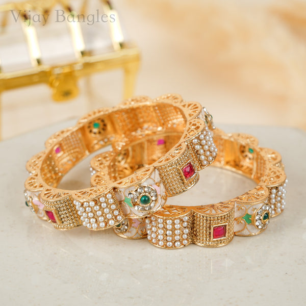 Noor Pearl Meenakari Copper Bangles