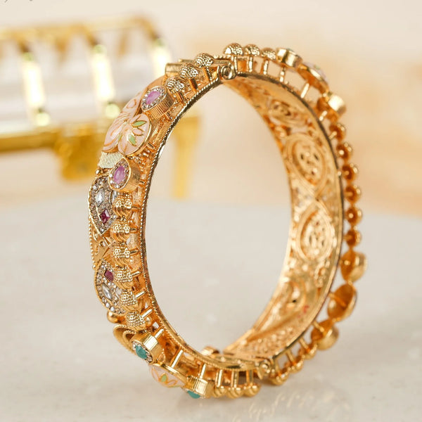 SheeshMahal Kundan Meena Copper Bangles