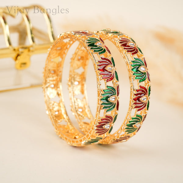 Lotus Meenakari Bangles