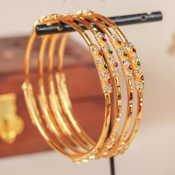 Golden Minimal Bangle set of 4 Bangles