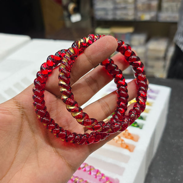 Spring Curved Crystal Glass Bangles