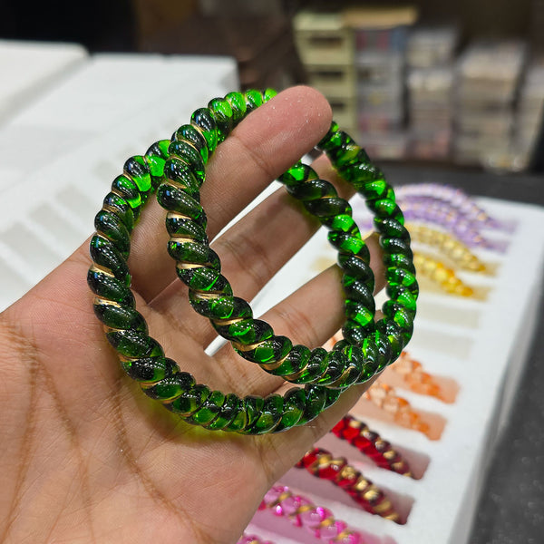Spring Curved Crystal Glass Bangles