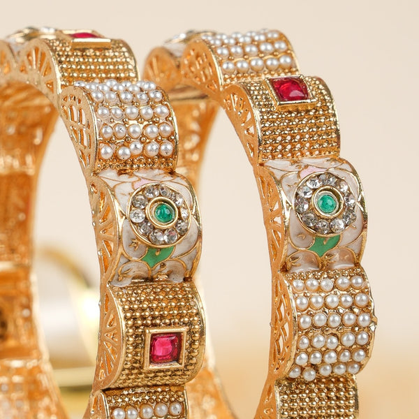 Noor Pearl Meenakari Copper Bangles
