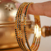 Elina Black Stone Gold Plated Bangles