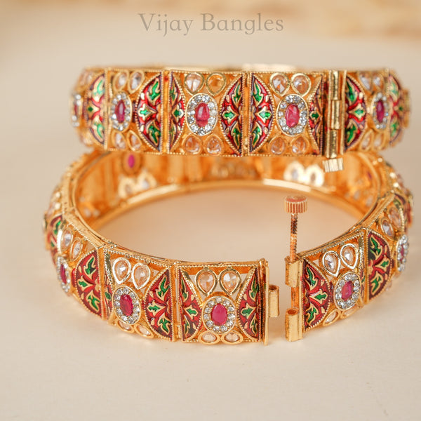 Jodha Copper Meenakari Bangles