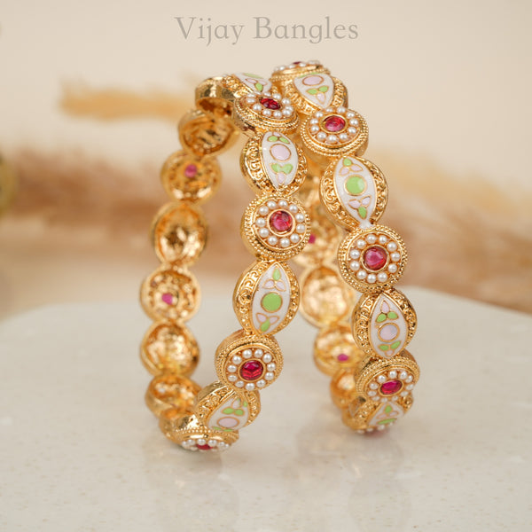 Mehar Copper Pastel Meena Bangles
