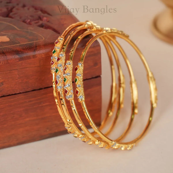 Golden Minimal Bangle set of 4 Bangles