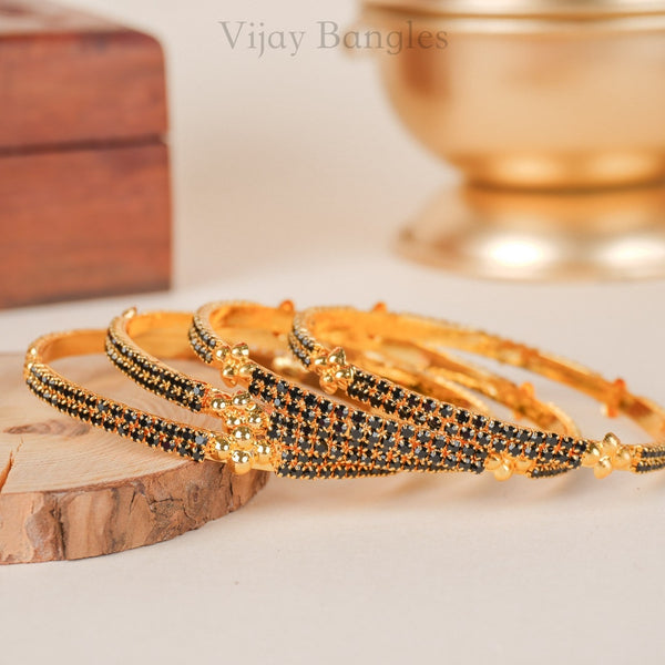 Aarohi Black Stone Gold Plated Bangle