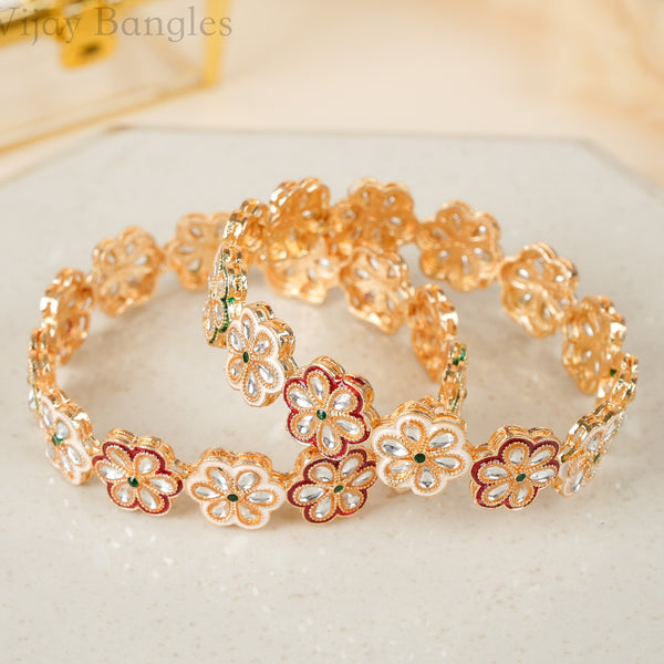 Phoolwari Meena Flower Bangles
