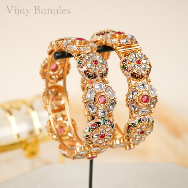 Gulbahar Kundan Copper Bangles