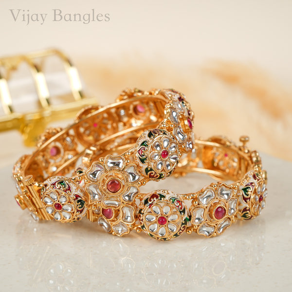 Gulbahar Kundan Copper Bangles