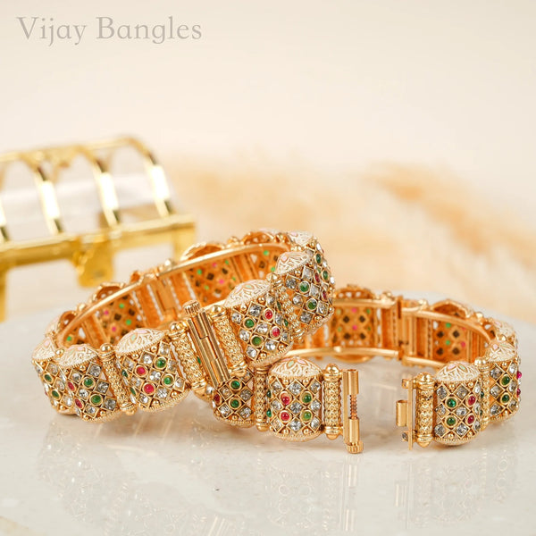 Maharani Multicolor Kundan Kada Bangles