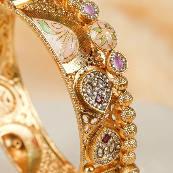 SheeshMahal Kundan Meena Copper Bangles